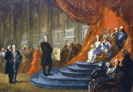Benjamin Franklin expone las necesidades de las colonias americanas ante Luis XVI